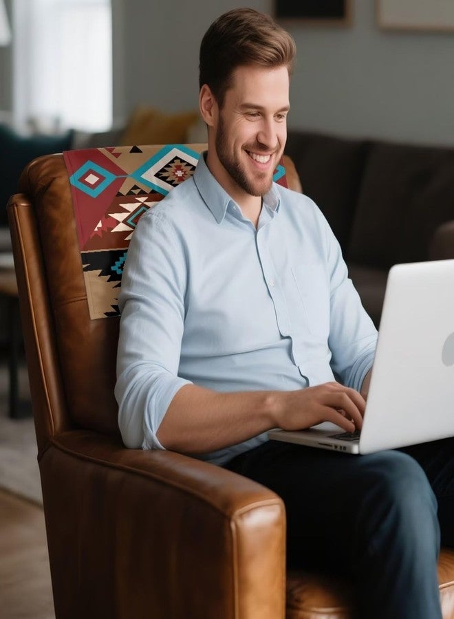 غطاء مسند رأس أريكة استرخاء من الجلد الصناعي بنمط أزتيك غربي من غونكاريار، مقاوم لخدوش الحيوانات الأليفة، عبوة من قطعتين - Image 5